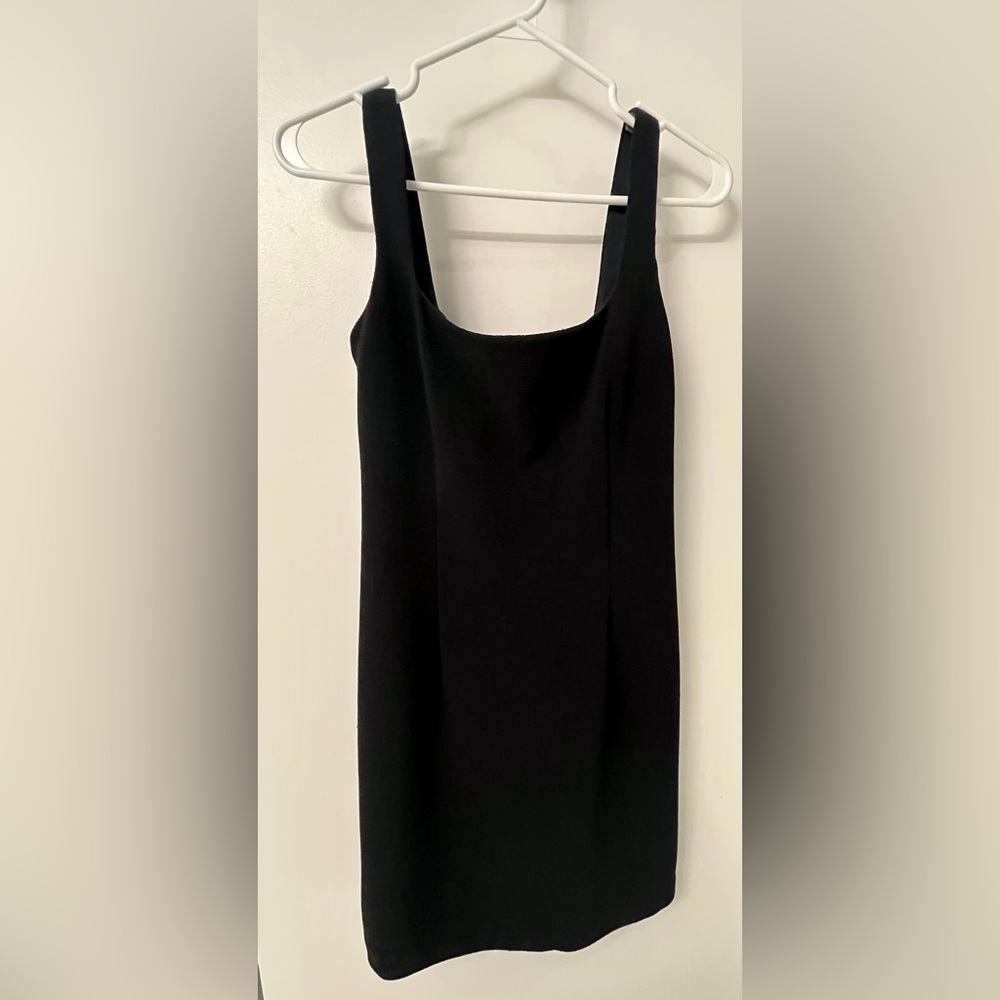 Vintage Black Sheath Mini Dress with Square Neck
